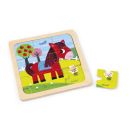 Puzzle din lemn Janod - Cal, 9 piese