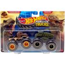 Set 2 masini Monster Truck, Hot Wheels, Jurassic World, Theory T Rex & Triceratops, JCC72