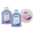 Kit pentru nou nascuti Sanosan: crema, spumant cu sampon, ulei