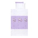 Lenjerie de pat copii Lorelli Classic 4 piese Bunnies with strollers, Violet