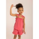 Set top cu bretele si pantaloni scurti, Minoti, roz