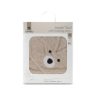 Prosop de baie cu gluga si broderie, Lorelli, 90 x 90 cm, bumbac, Soft Beige