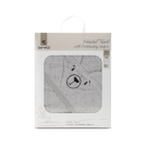 Prosop de baie cu gluga si broderie, Lorelli, 90 x 90 cm, bumbac, Soft Grey
