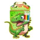 Carte de colorat cu 5 carioci si stickere, Grafix, Dinozaur, 20 de pagini