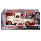 Set masina si motocicleta, Maisto, H-D Custom, 1950 Chevrolet 3100 Pick Up 1:25 si 2001 FLSTS Heritage Springer, 1:24