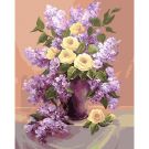 Set Pictura pe numere, Acuarello, Vaza cu flori de liliac 