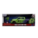Masina din metal si figurina, Jada, Marvel, Hulk si 2014 Ram 1500, 1:24