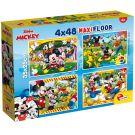 Puzzle de podea 2 in 1 Lisciani, Mickey Mouse, Maxi 4 x 48 piese