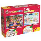 Puzzle de podea 2 in 1 Cocomelon Lisciani, Sa construim, Maxi, 2 x 12 piese