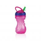 Nuby  Pahar cu pai si maner- 300 ml, 18 luni +, Roz