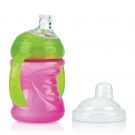 Nuby Pahar stop picatura cu manere si super tenina Vari-Flo 240 ml, Roz