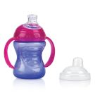 Nuby Pahar stop picatura cu manere si super tenina Vari-Flo 240 ml, Mov