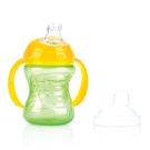 Nuby Pahar stop picatura cu manere si super tenina Vari-Flo 240 ml, Verde