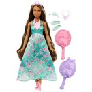 Papusa Barbie Dreamtopia Color Stylin Princess in rochie bleu