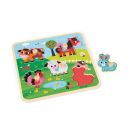 Puzzle din lemn Janod - Ferma, 5 piese