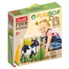 Puzzle din lemn 4 In 1, Quercetti, Animale Ferma, Play Bio, 6 piese