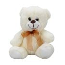 Ursulet de plus cu fundita, Puffy Friends, Alb, 21 cm