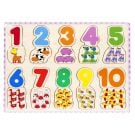 Puzzle din lemn, Gasiti si conectati numerele si figurinele, 20 piese