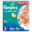 Scutece Pampers Active Baby-Dry 3 Midi, 186 buc, 4 - 9 kg