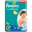 Scutece Pampers Active Baby-Dry 4 Maxi Plus, 74 buc, 9 - 16 kg