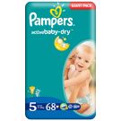 Scutece Pampers Active Baby-Dry 5 Junior, 68 buc, 11 - 18 kg