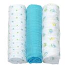 Set 3 scutece bumbac BabyOno, 70x70 cm, albastru