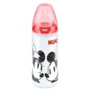 Set biberon NUK Disney Mickey Mouse 300 ml + tetina silicon orificiu mediu, 6 luni+, rosu