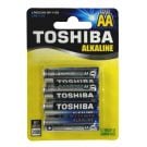 Set 4 baterii alcaline Toshiba, R6, Blu Line, AA