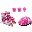 Set Role reglabile, Casca de protectie si Geanta, Action One, Pinky, S, 31-34