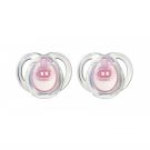 Suzete ortodontica Tomme Tippee, tetina silicon, 0 - 6 luni, 2 buc - Roz