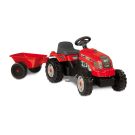 Tractor cu pedale si remorca Smoby, rosu