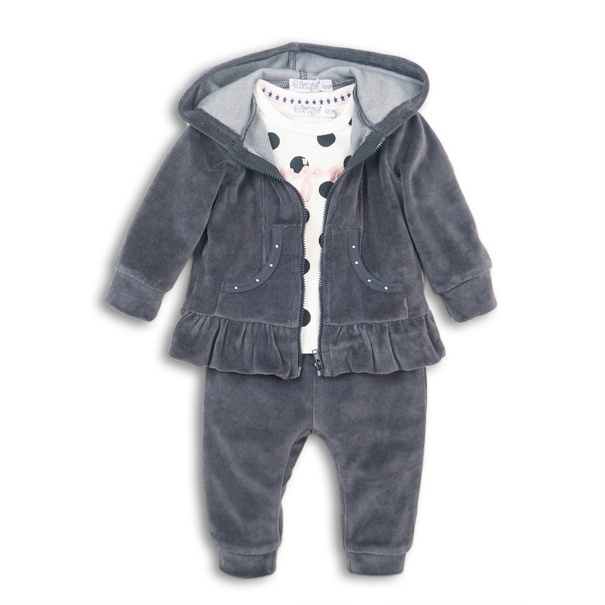 Set cardigan, tricou cu maneca lunga si pantaloni bonjour dirkje