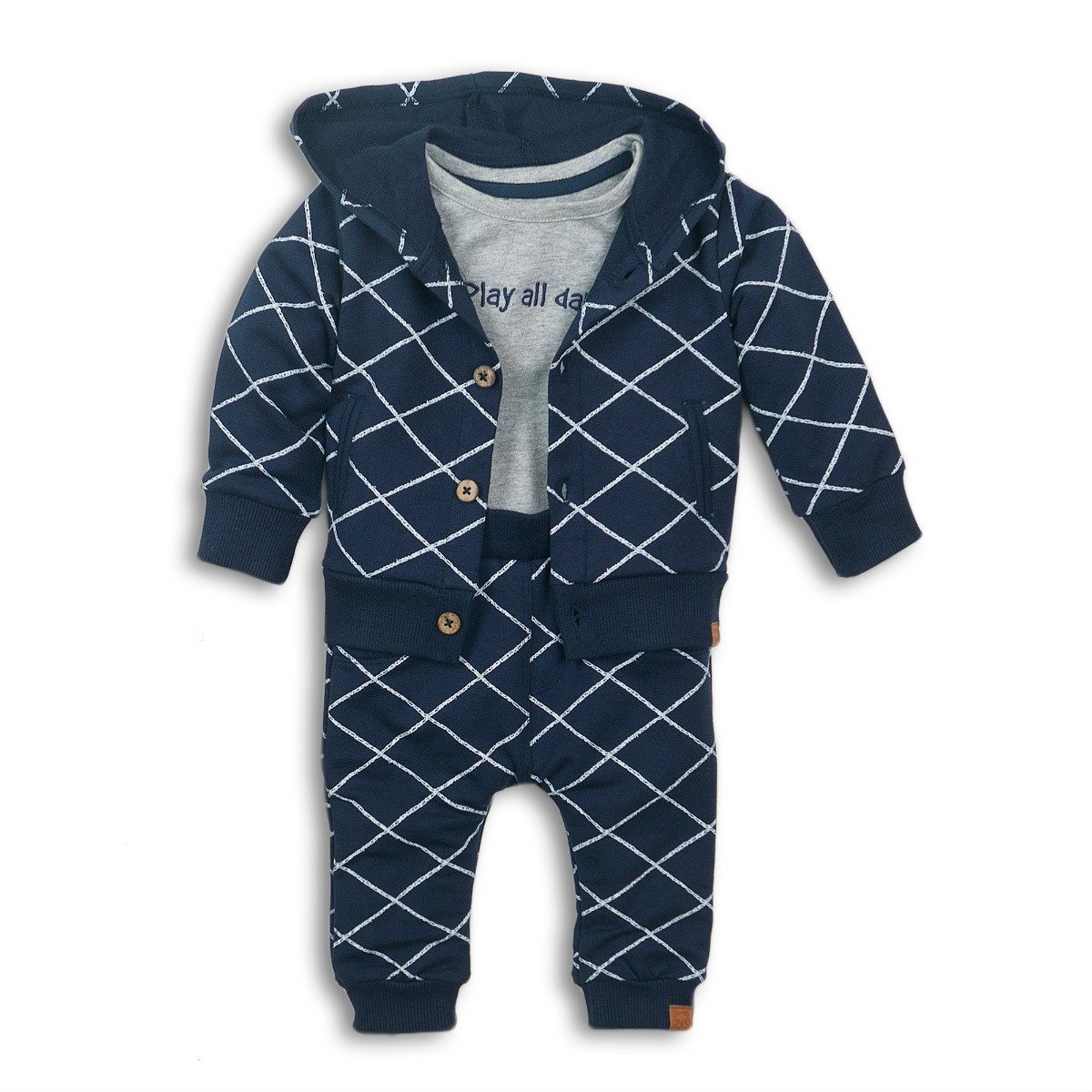 Set cardigan, tricou cu maneca lunga si pantaloni play all day! dirkje