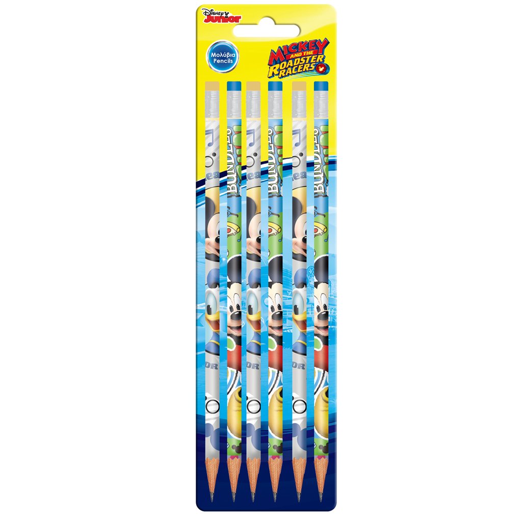 Set 6 creioane cu guma de sters disney mickey mouse