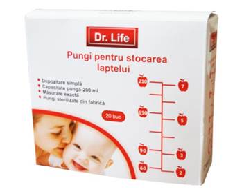 pungi de stocare a laptelui dr life, 20 buc