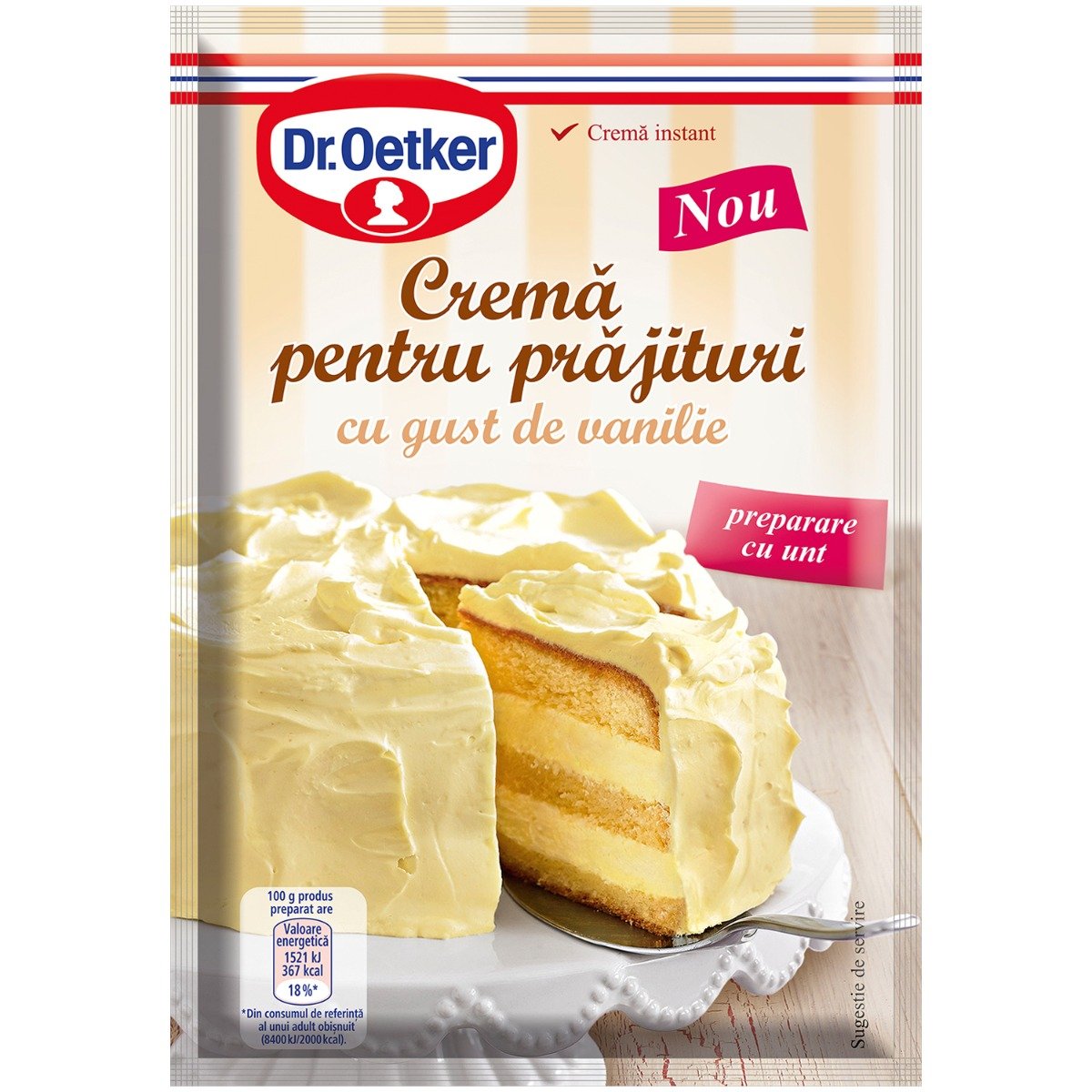 Crema pentru prajitura cu gust de vanilie dr oetker, 140 g