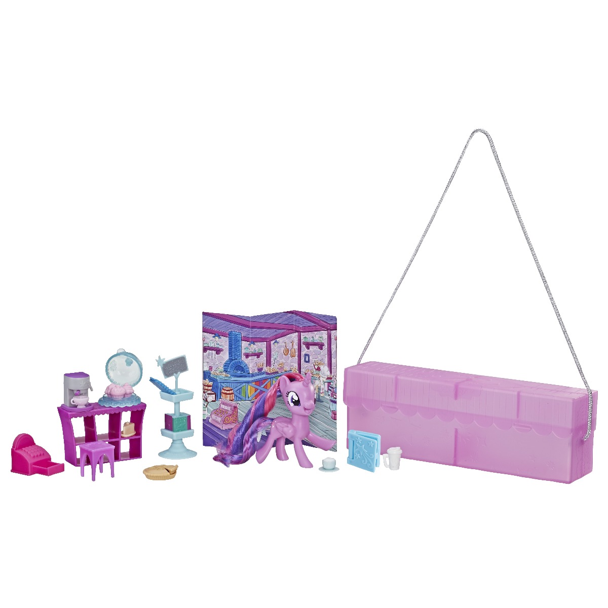 Set Hasbro My Little Pony, poseta cu ponei si accesorii, Twilight Sparkle