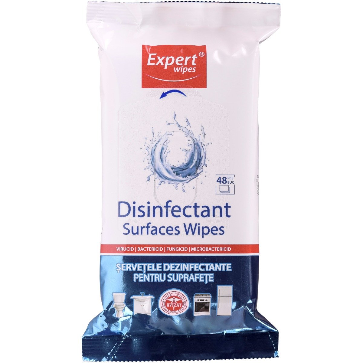 Servetele dezinfectante pentru suprafete Expert Wipes, 48 buc buc