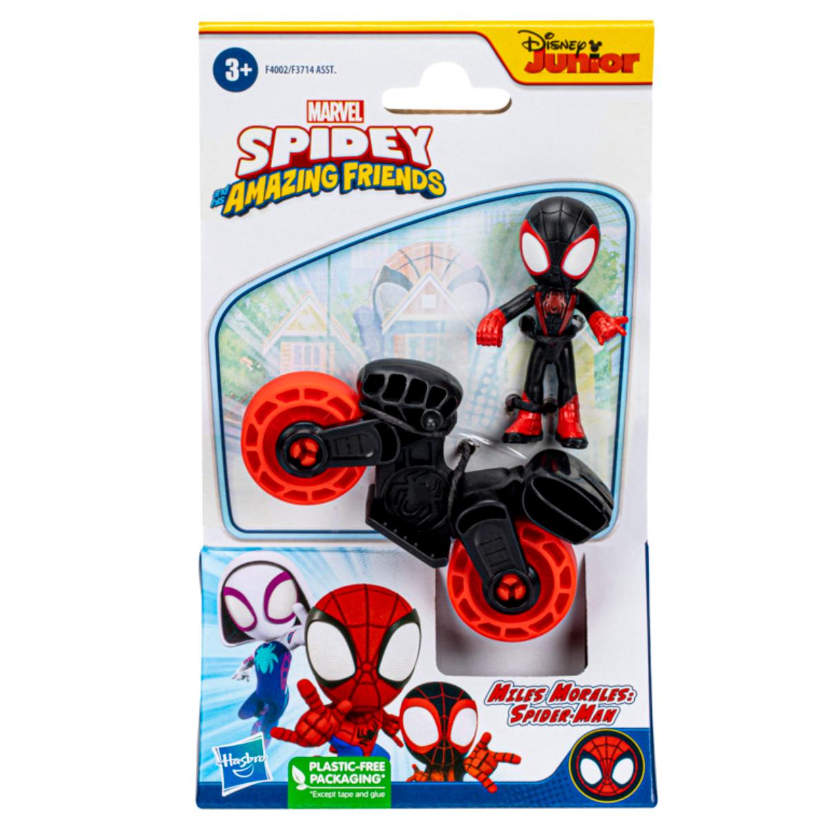 Set figurina cu motocicleta, Spidey and his Amazing Friends, Miles Morales, F4002