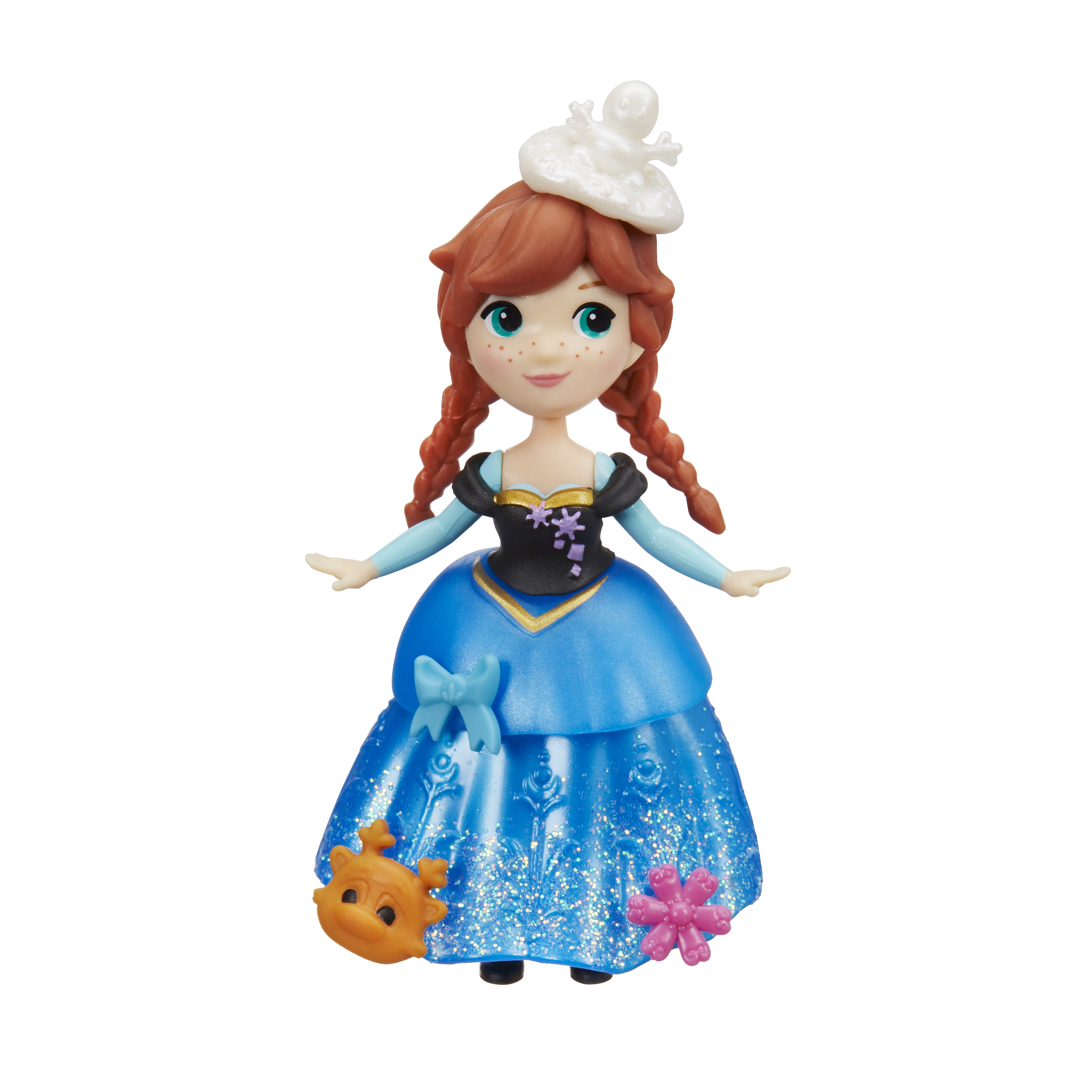 figurina disney frozen - anna cu rochie albastra, 7.5 cm