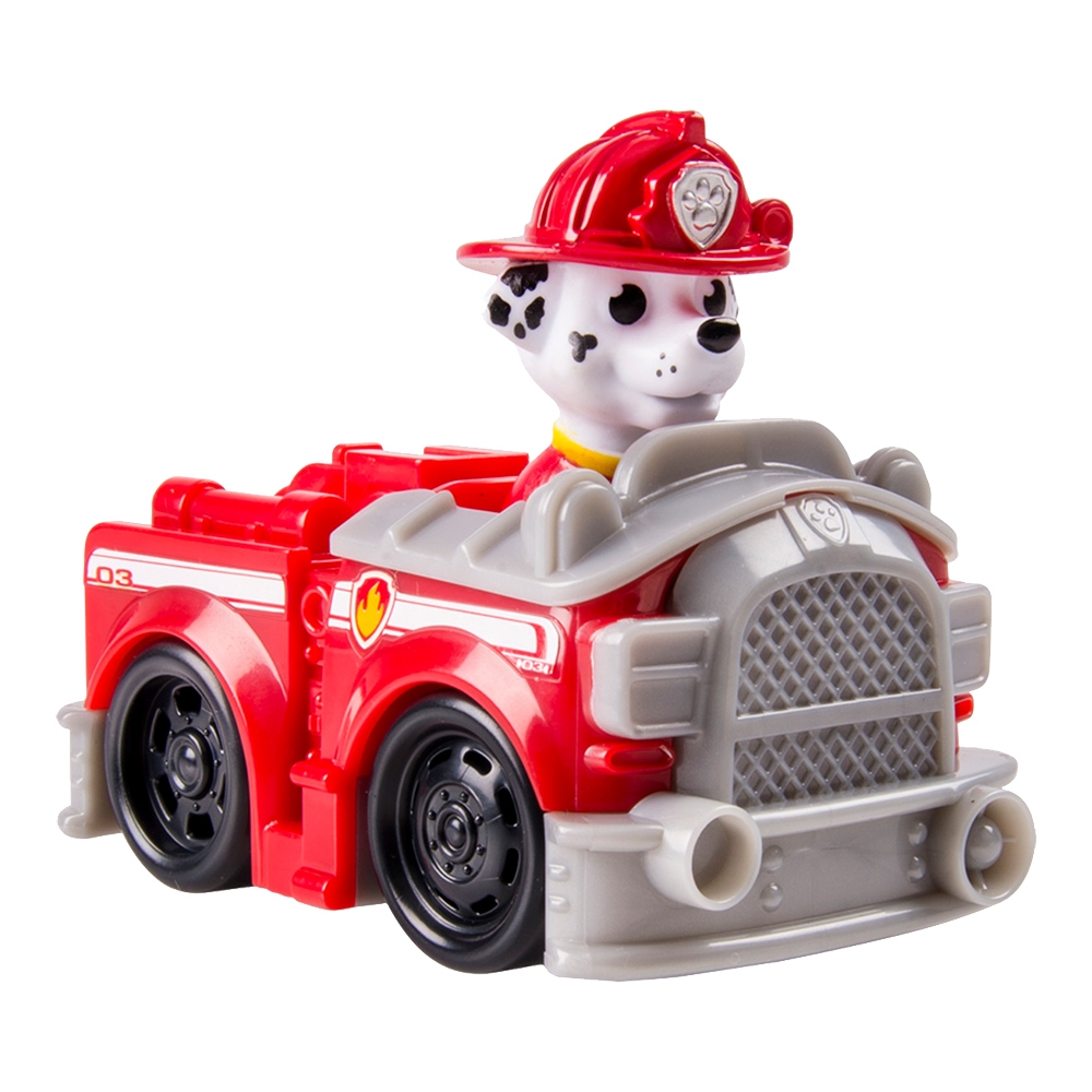 Figurina Paw Patrol Racers - Masina de pompieri a lui Marshall