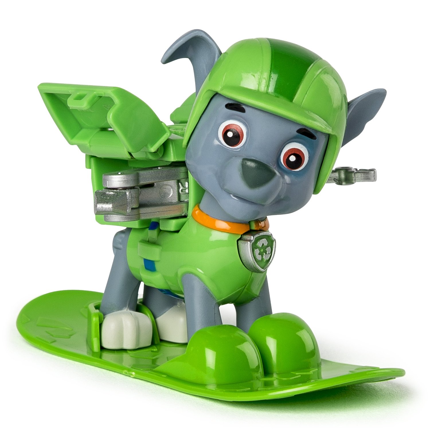 Figurina Paw Patrol Winter Rescues Snowboard - Rocky Colectionar de deseuri, 7.5 cm