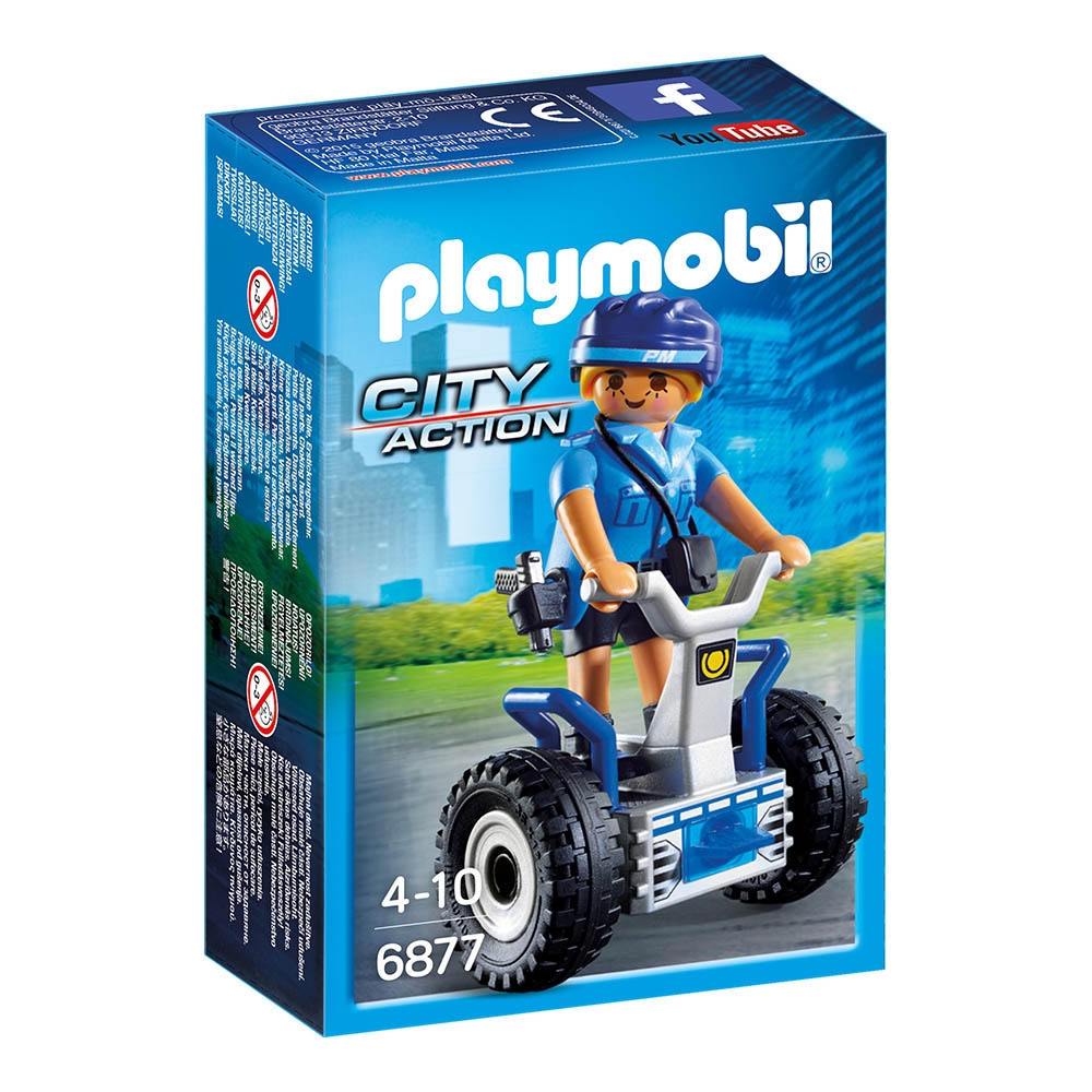 figurina playmobil city action - politista cu masina de echilibru (6877)