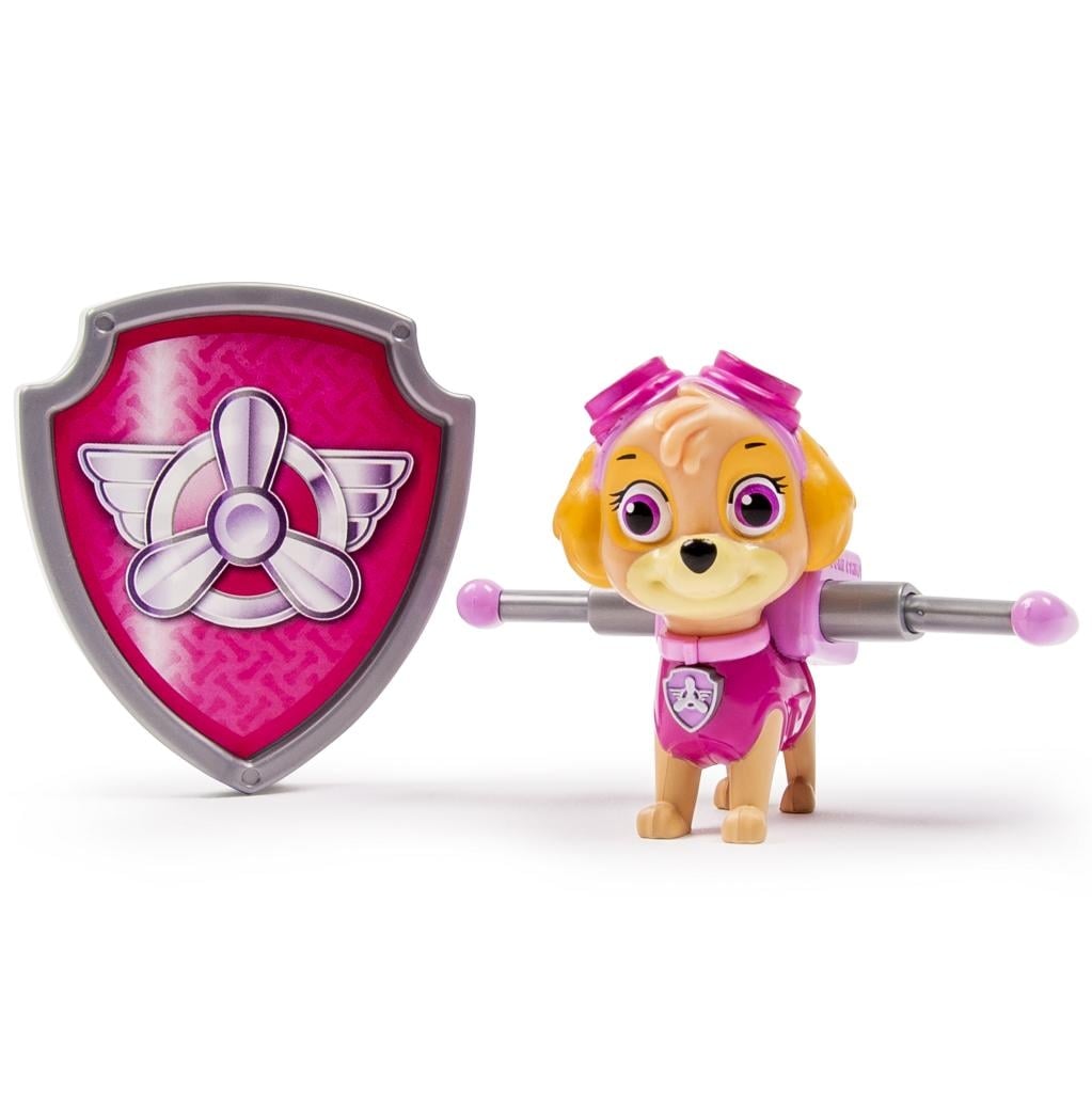 Figurina si insigna Paw Patrol, Skye Aviator, 6.3 cm