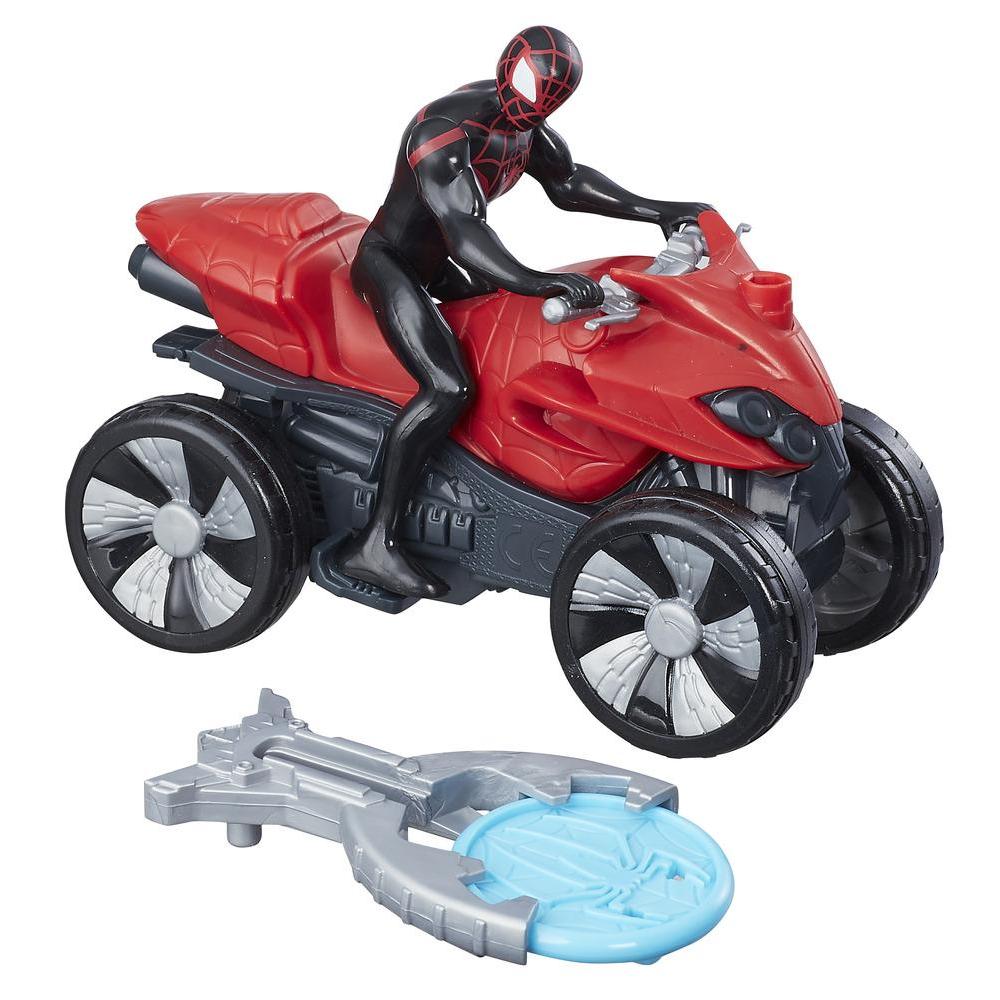 Figurina Spiderman Kid Arachnid si vehicul cu lansator