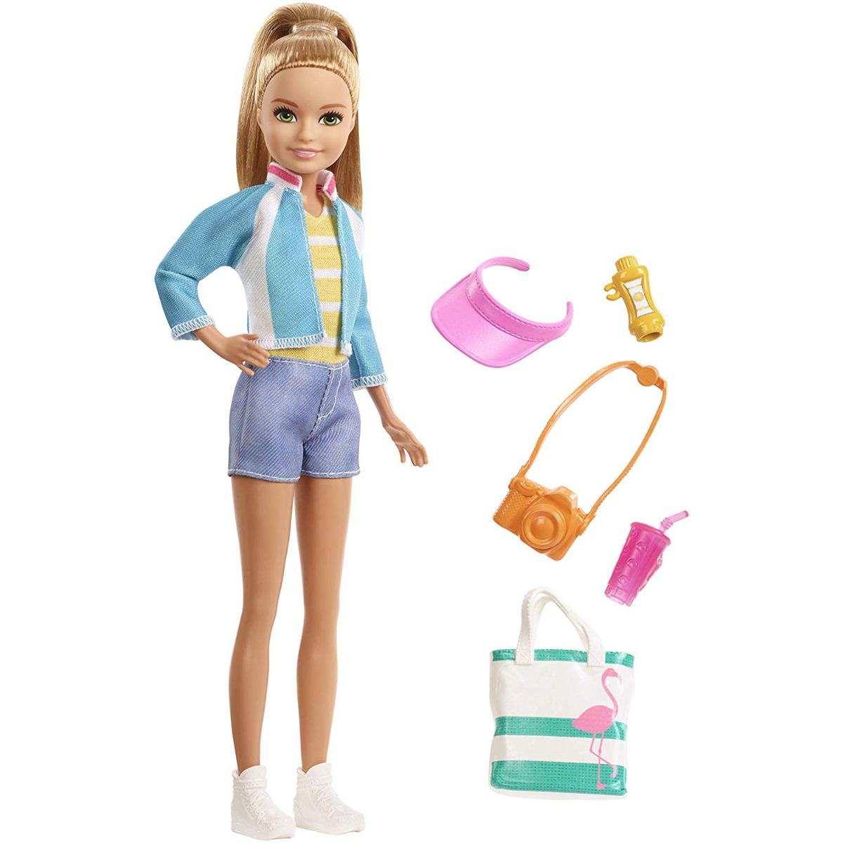 Papusa barbie stacie turista cu accesorii