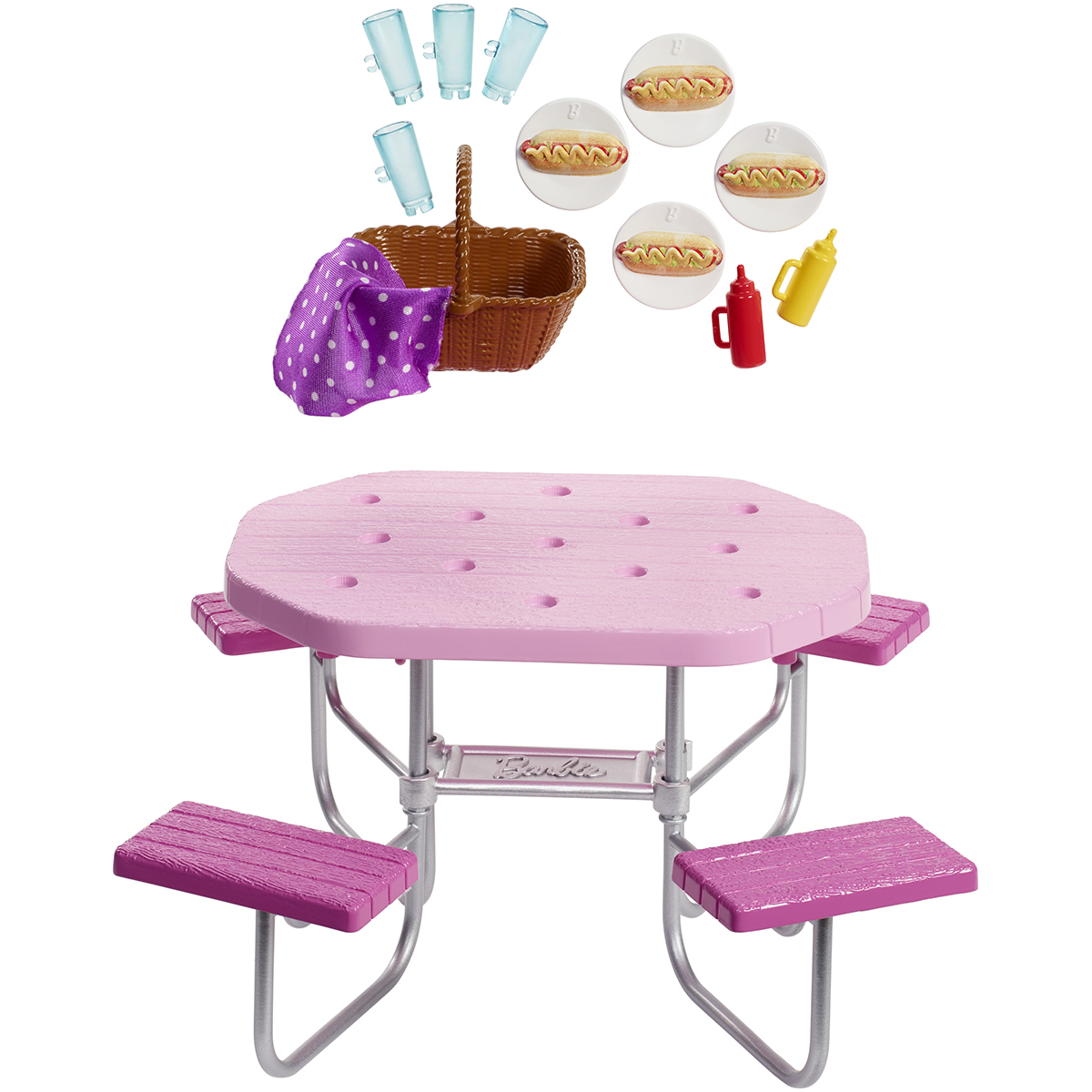 Set de joaca barbie, masa de picnic, fxg40