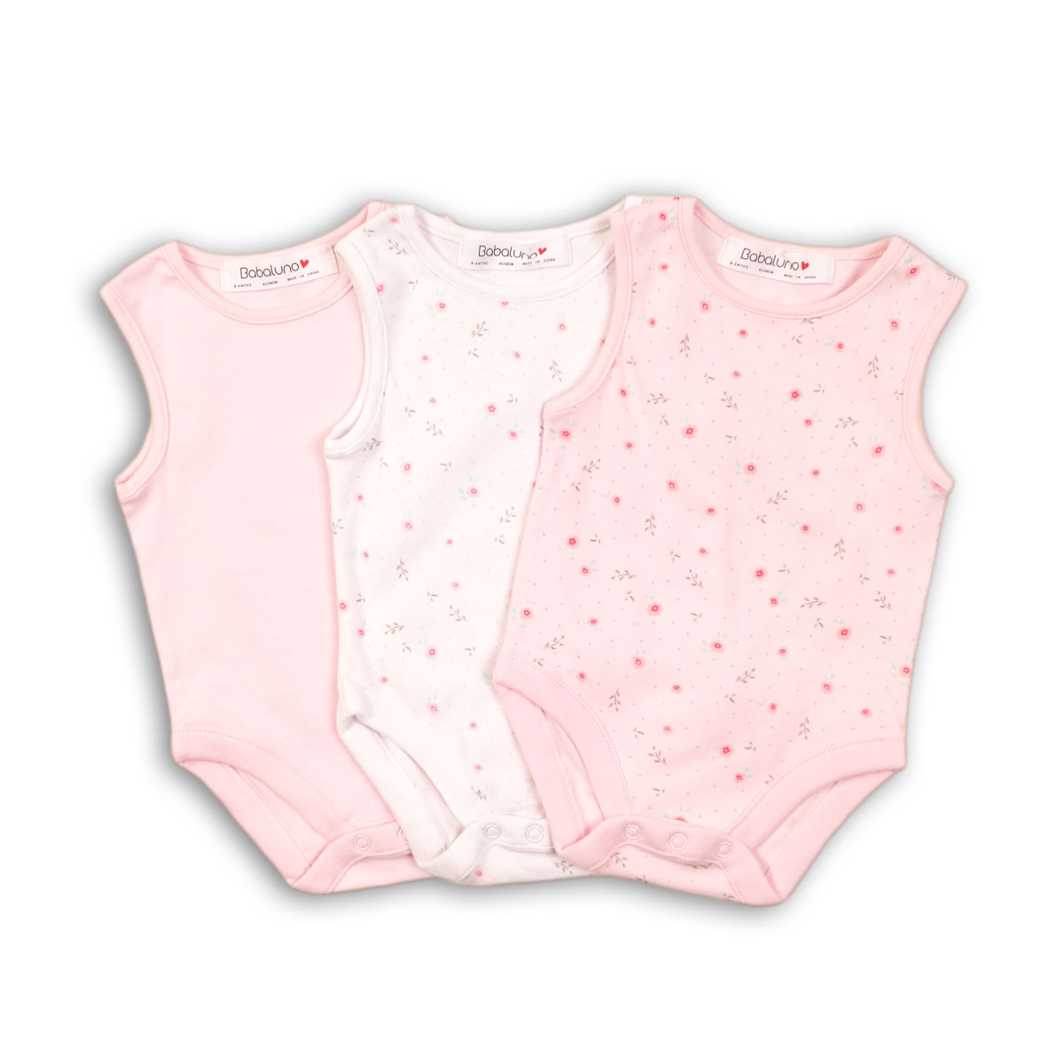 set 3 bucati body fara maneci minoti basic roz