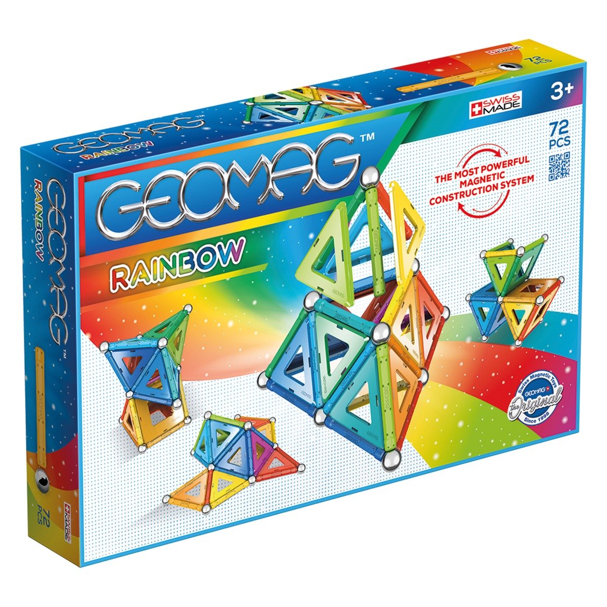 Joc de constructie magnetic Geomag Rainbow, 72 piese Geomag