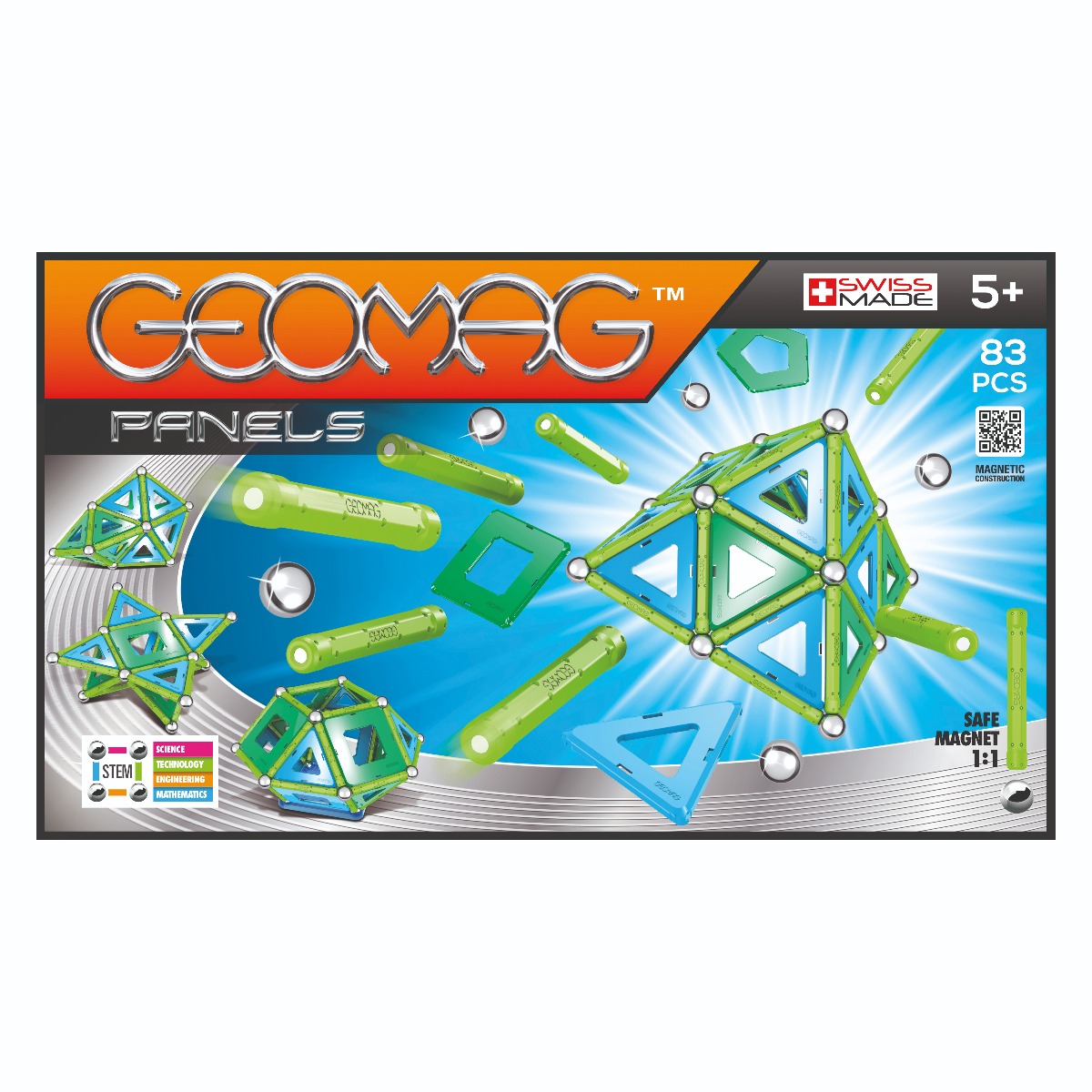 Joc de constructie magnetic geomag panels, 83 piese